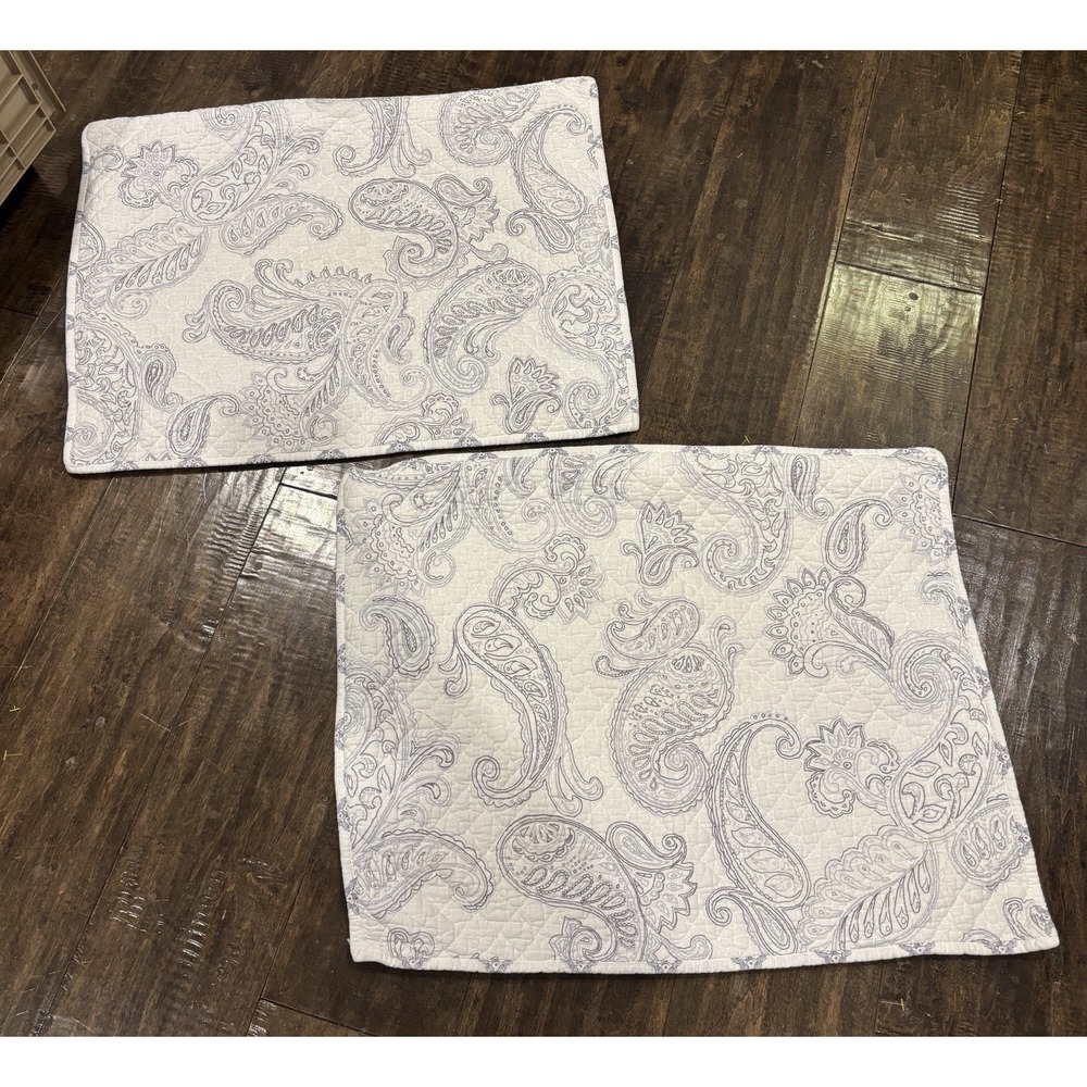 Vera Bradley Gray White Paisley Pillow Shams (2) Zippered Reversible
